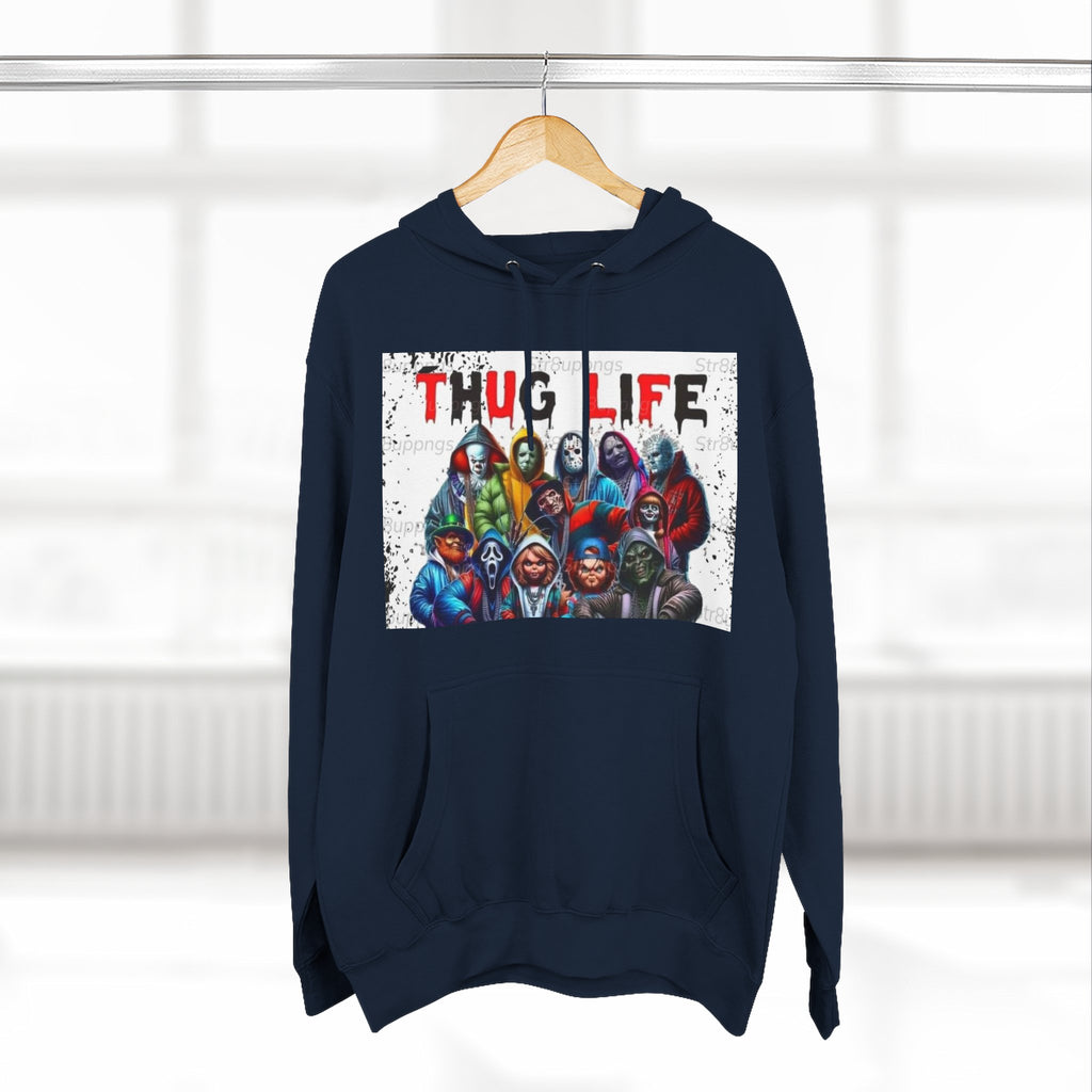 Thug Life Three-Panel Fleece Hoodie - Cool Graphic Sweatshirt for Casual Wear, Perfect for Gifts, Street Style, and Relaxed Vibes