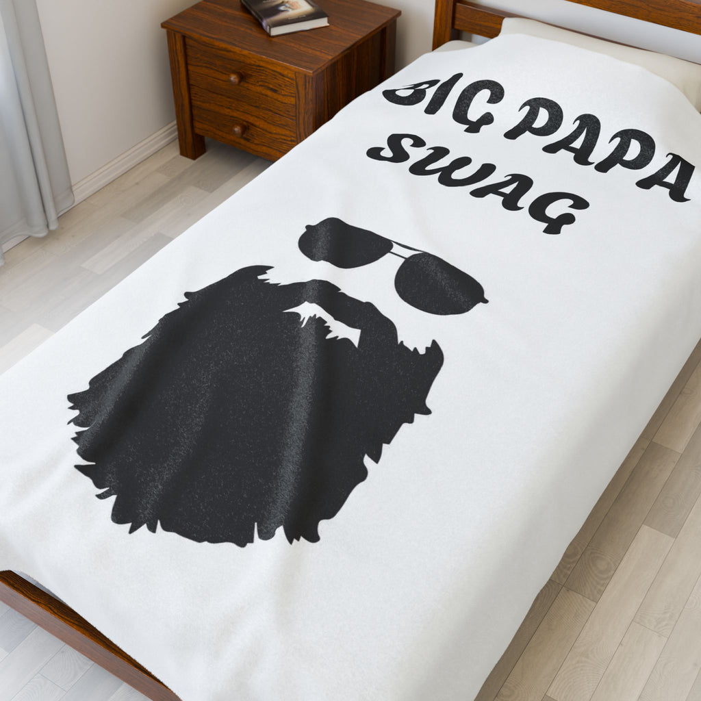 Big Papa Swag Velveteen Plush Blanket | Cozy Gift for Dads, Unique Home Decor, Father's Day, Birthday, Warm Throw