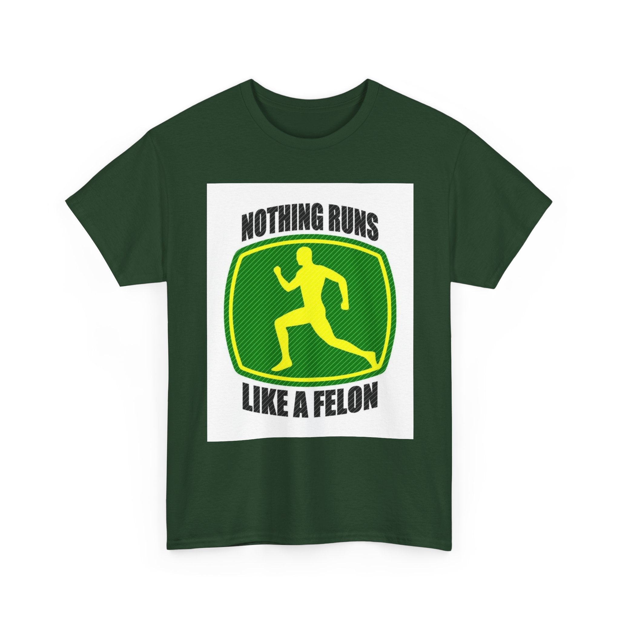 Funny Unisex Heavy Cotton Tee - Nothing Runs Like a Felon, Gift for Runners, Humor Shirt for Exercise Lovers, Perfect for Birthdays, [...]