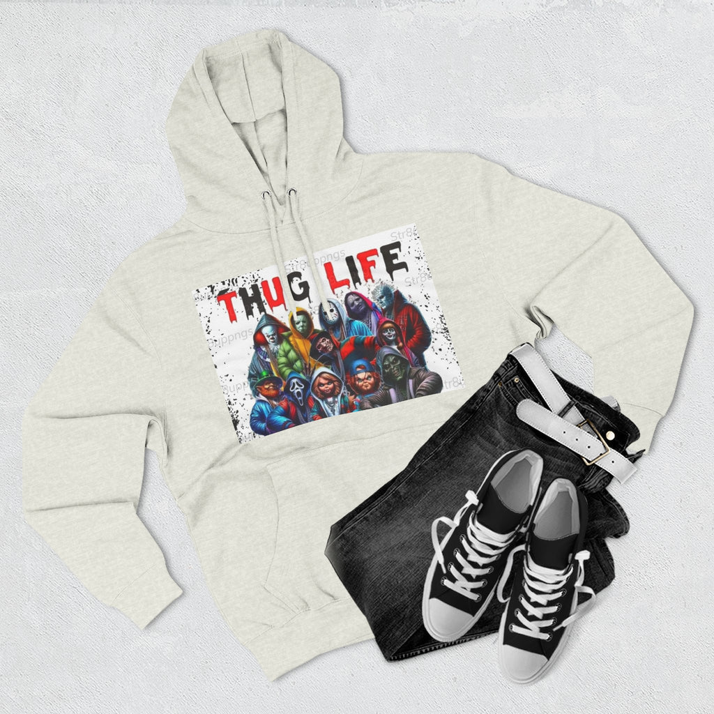 Thug Life Three-Panel Fleece Hoodie - Cool Graphic Sweatshirt for Casual Wear, Perfect for Gifts, Street Style, and Relaxed Vibes