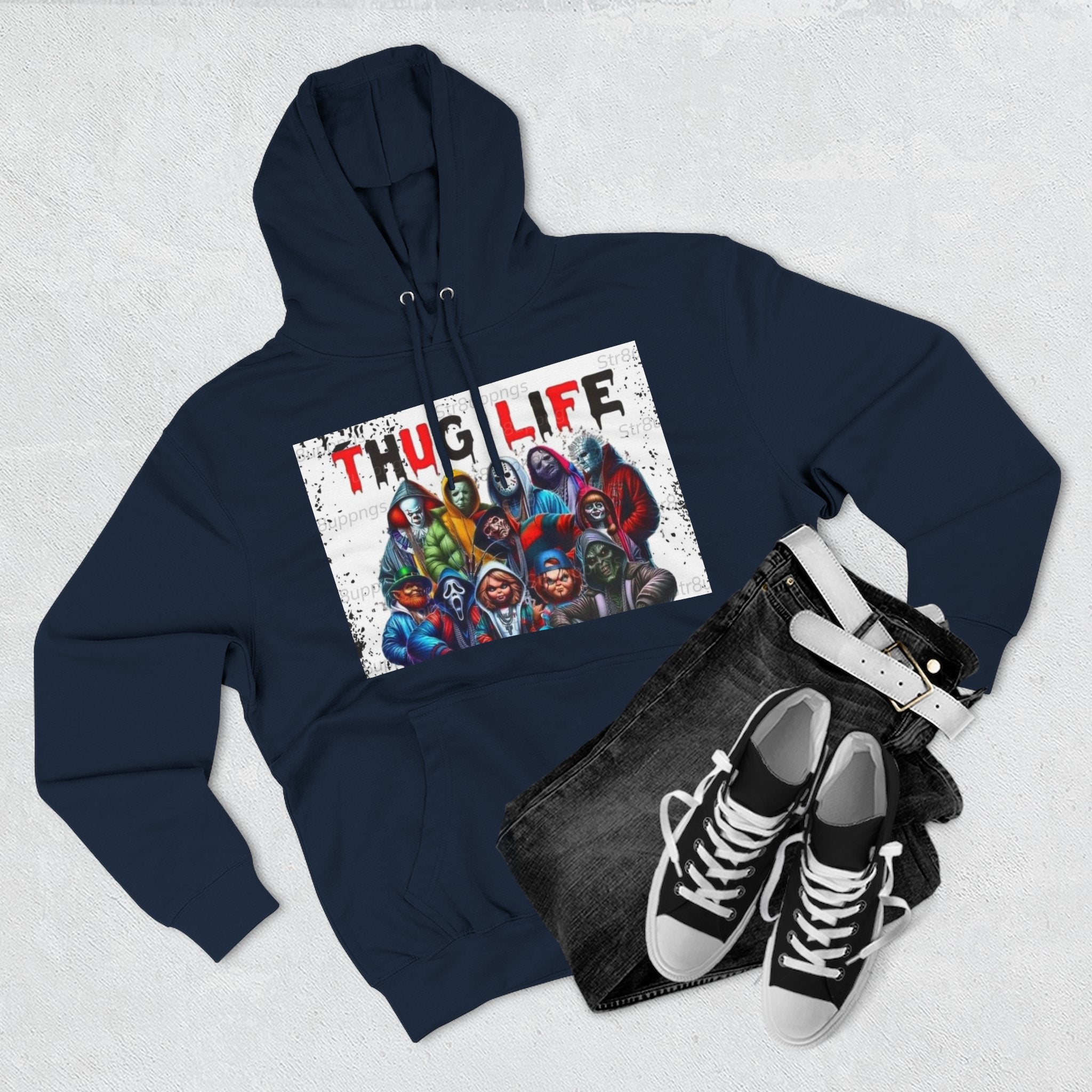 Thug Life Three-Panel Fleece Hoodie - Cool Graphic Sweatshirt for Casual Wear, Perfect for Gifts, Street Style, and Relaxed Vibes