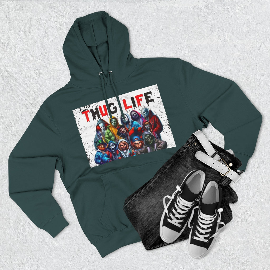 Thug Life Three-Panel Fleece Hoodie - Cool Graphic Sweatshirt for Casual Wear, Perfect for Gifts, Street Style, and Relaxed Vibes