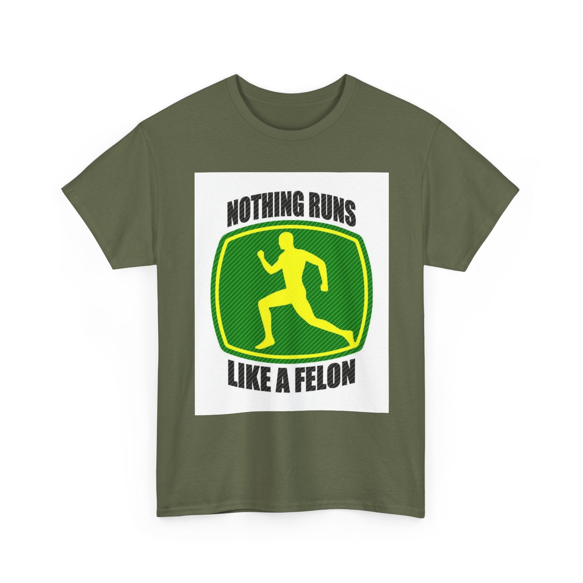 Funny Unisex Heavy Cotton Tee - Nothing Runs Like a Felon, Gift for Runners, Humor Shirt for Exercise Lovers, Perfect for Birthdays, [...]
