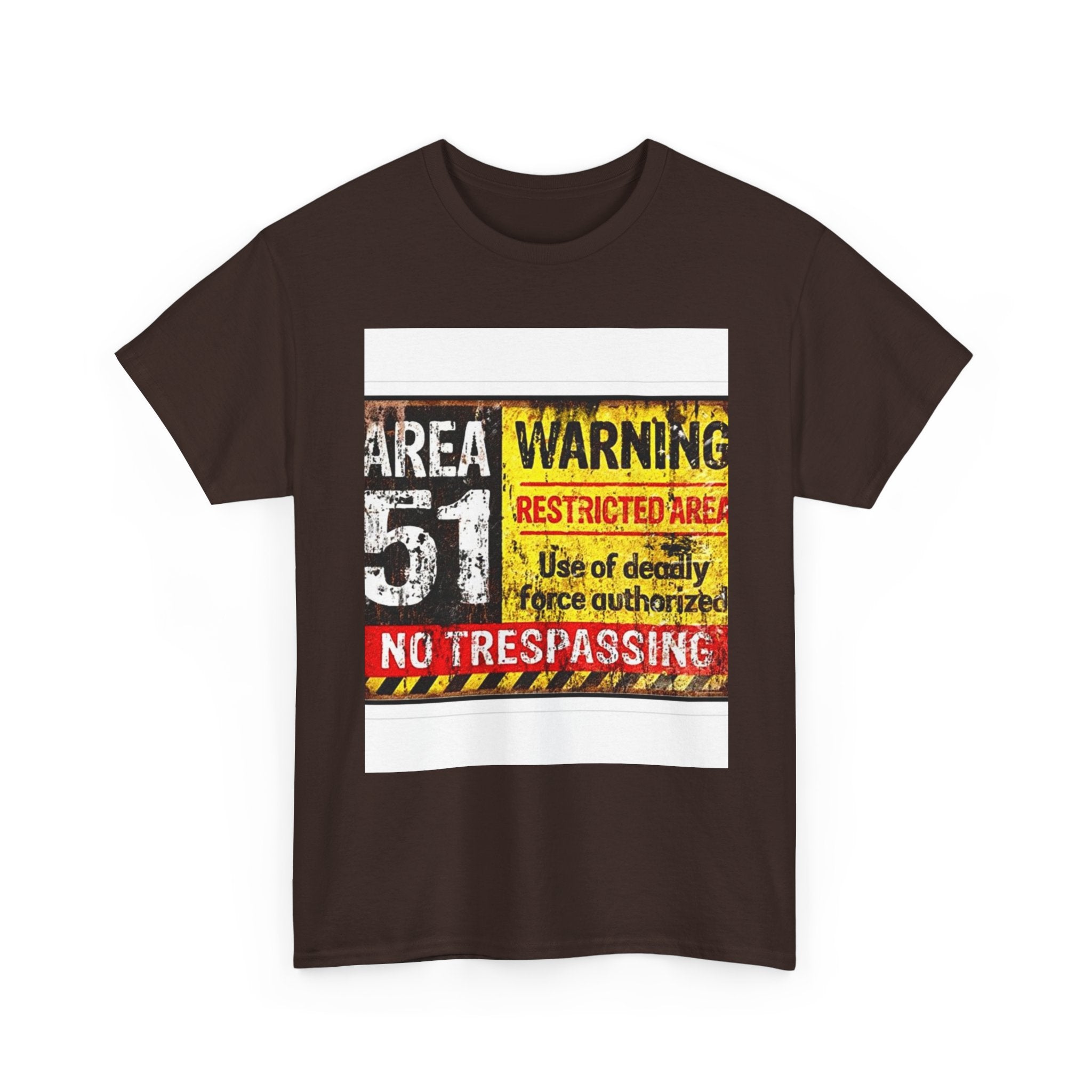 Area 51 Warning Unisex Heavy Cotton Tee | Alien Lover Gift, Sci-Fi Apparel, Outdoor Adventures, Conspiracy Theory Fans, Unique Casual Wear
