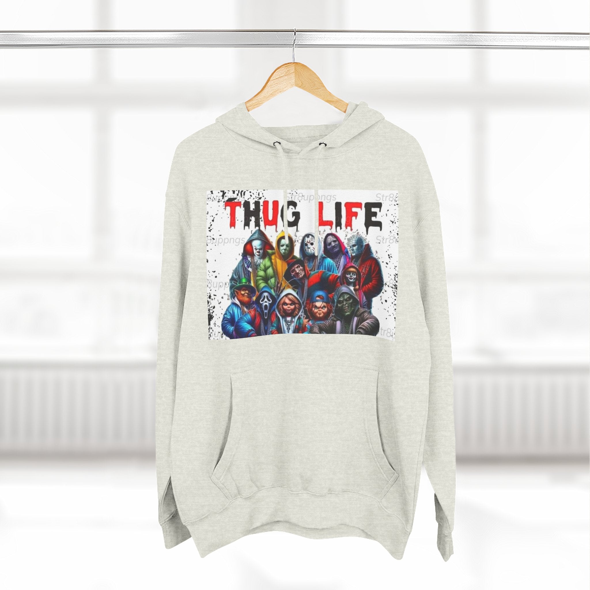 Thug Life Three-Panel Fleece Hoodie - Cool Graphic Sweatshirt for Casual Wear, Perfect for Gifts, Street Style, and Relaxed Vibes