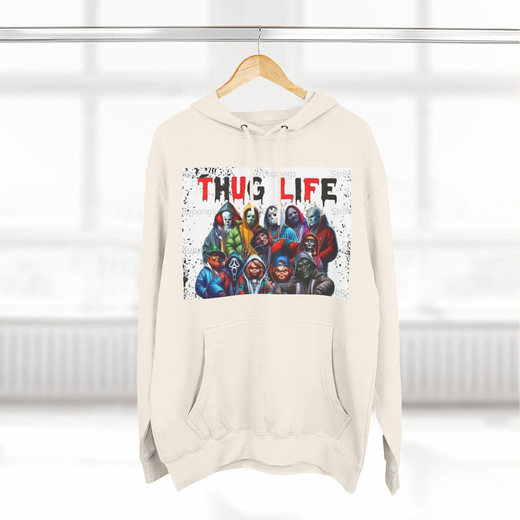Thug Life Three-Panel Fleece Hoodie - Cool Graphic Sweatshirt for Casual Wear, Perfect for Gifts, Street Style, and Relaxed Vibes