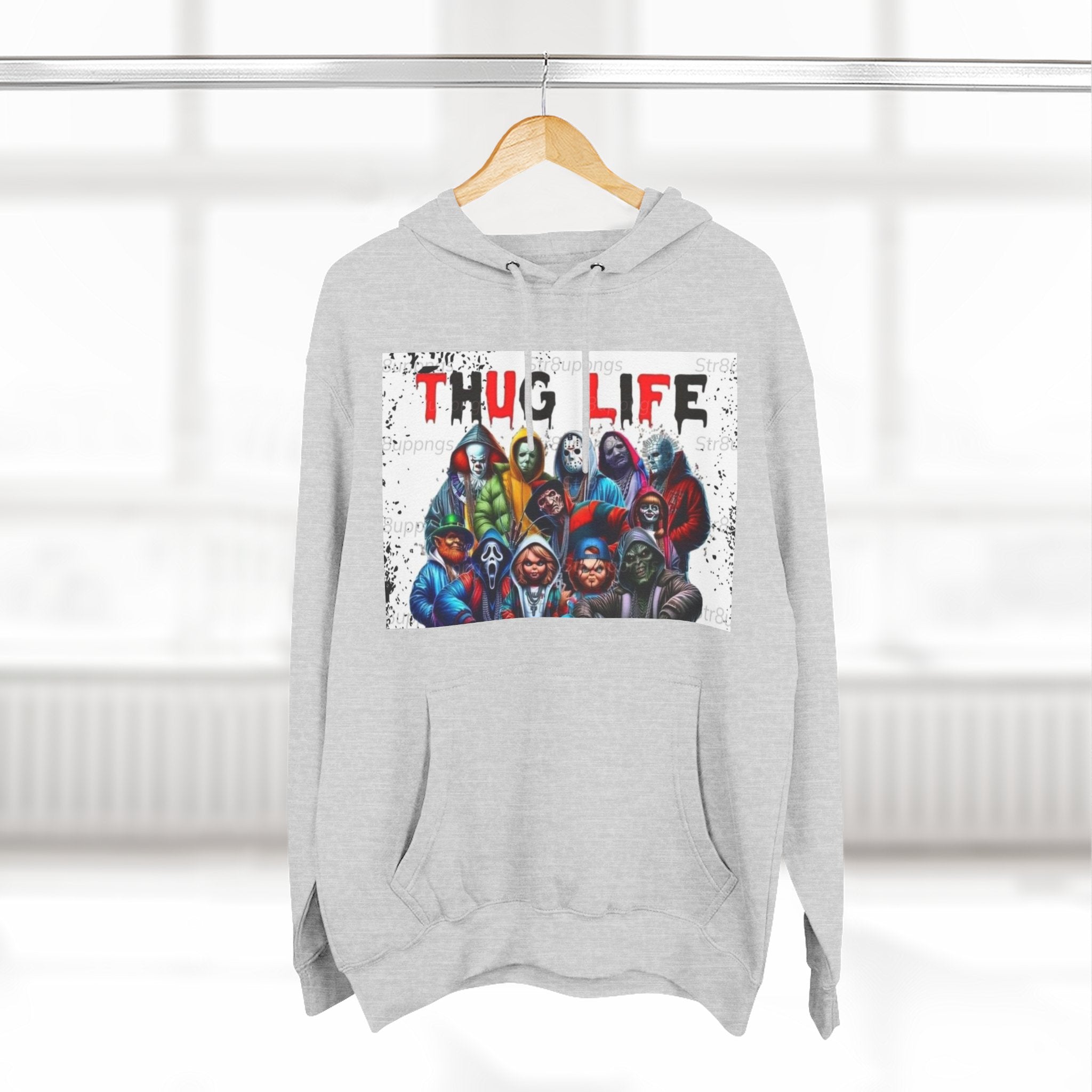 Thug Life Three-Panel Fleece Hoodie - Cool Graphic Sweatshirt for Casual Wear, Perfect for Gifts, Street Style, and Relaxed Vibes