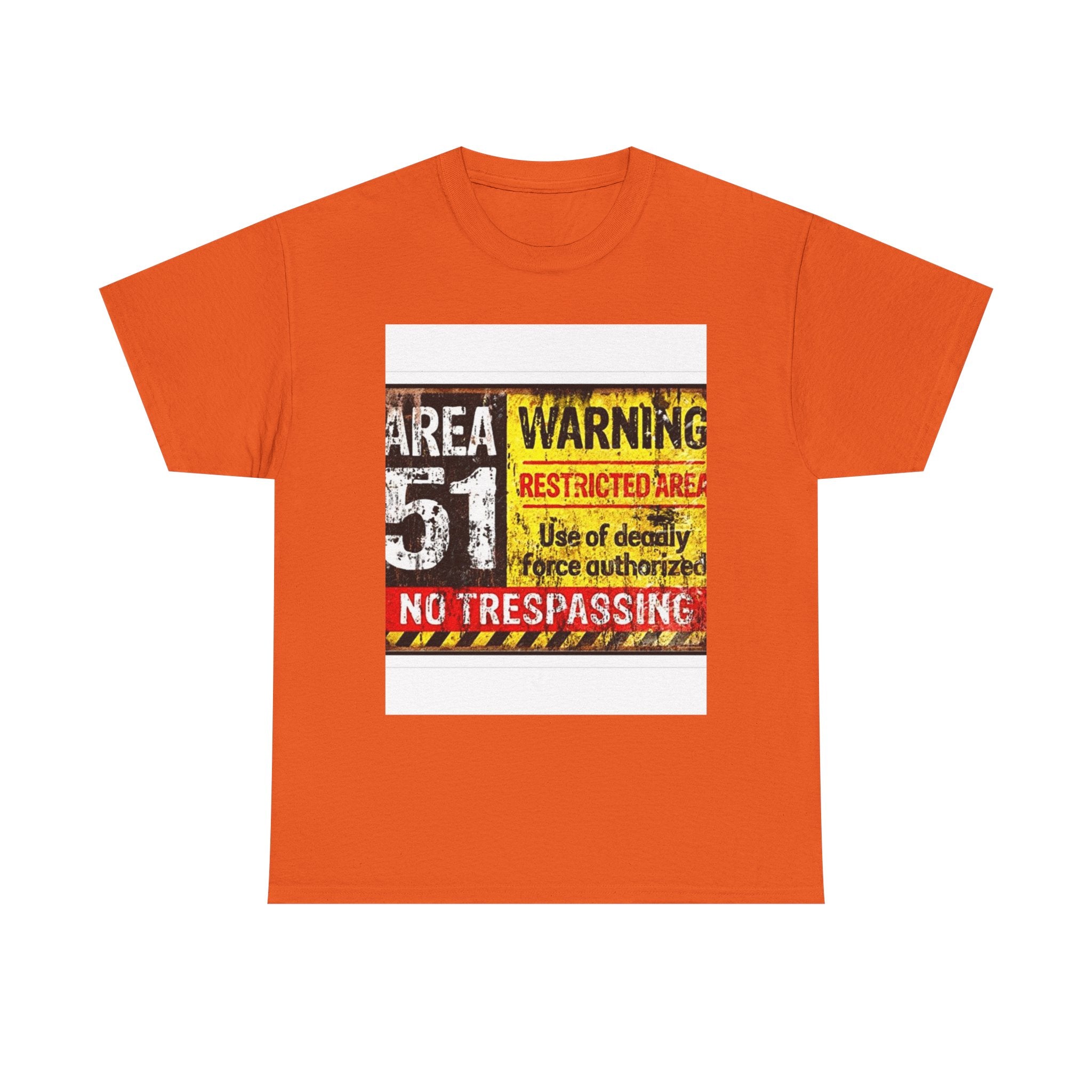 Area 51 Warning Unisex Heavy Cotton Tee | Alien Lover Gift, Sci-Fi Apparel, Outdoor Adventures, Conspiracy Theory Fans, Unique Casual Wear