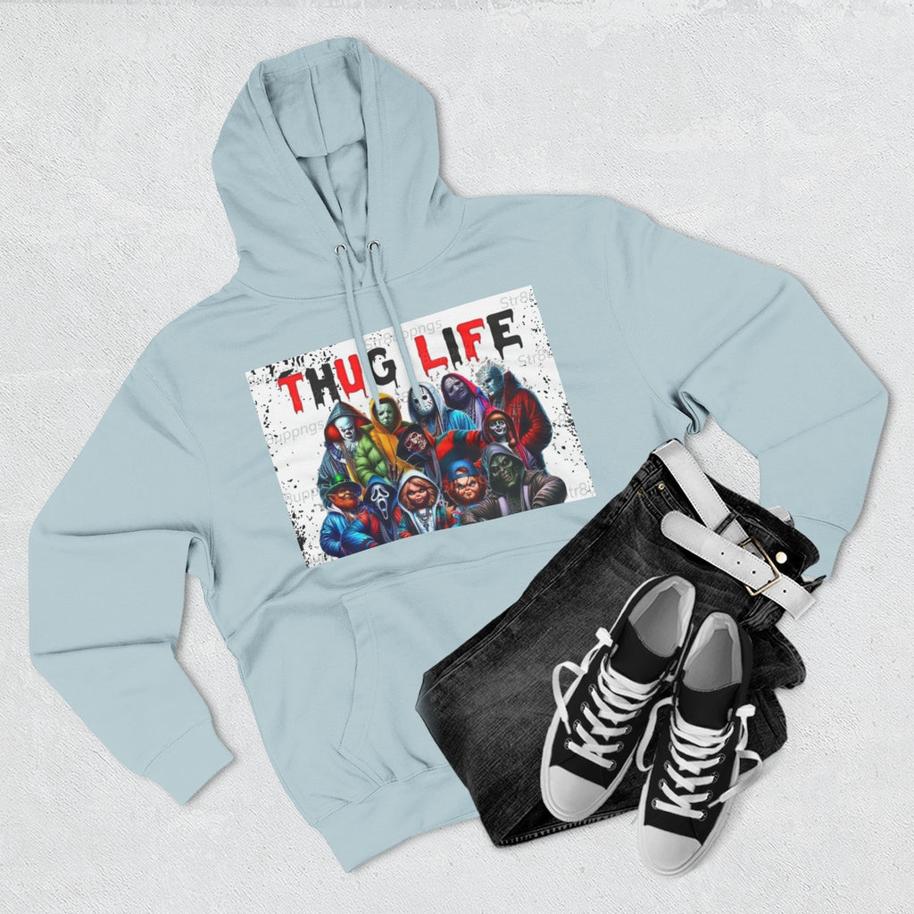 Thug Life Three-Panel Fleece Hoodie - Cool Graphic Sweatshirt for Casual Wear, Perfect for Gifts, Street Style, and Relaxed Vibes
