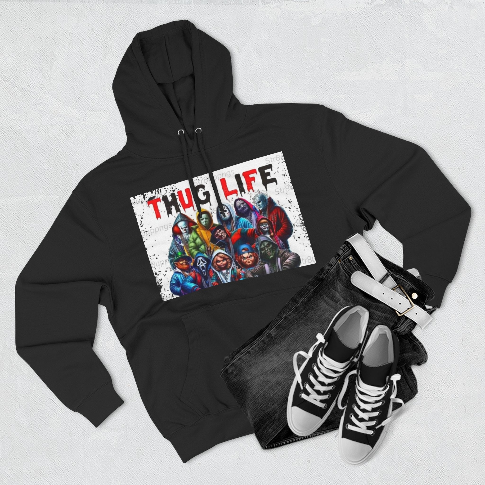 Thug Life Three-Panel Fleece Hoodie - Cool Graphic Sweatshirt for Casual Wear, Perfect for Gifts, Street Style, and Relaxed Vibes