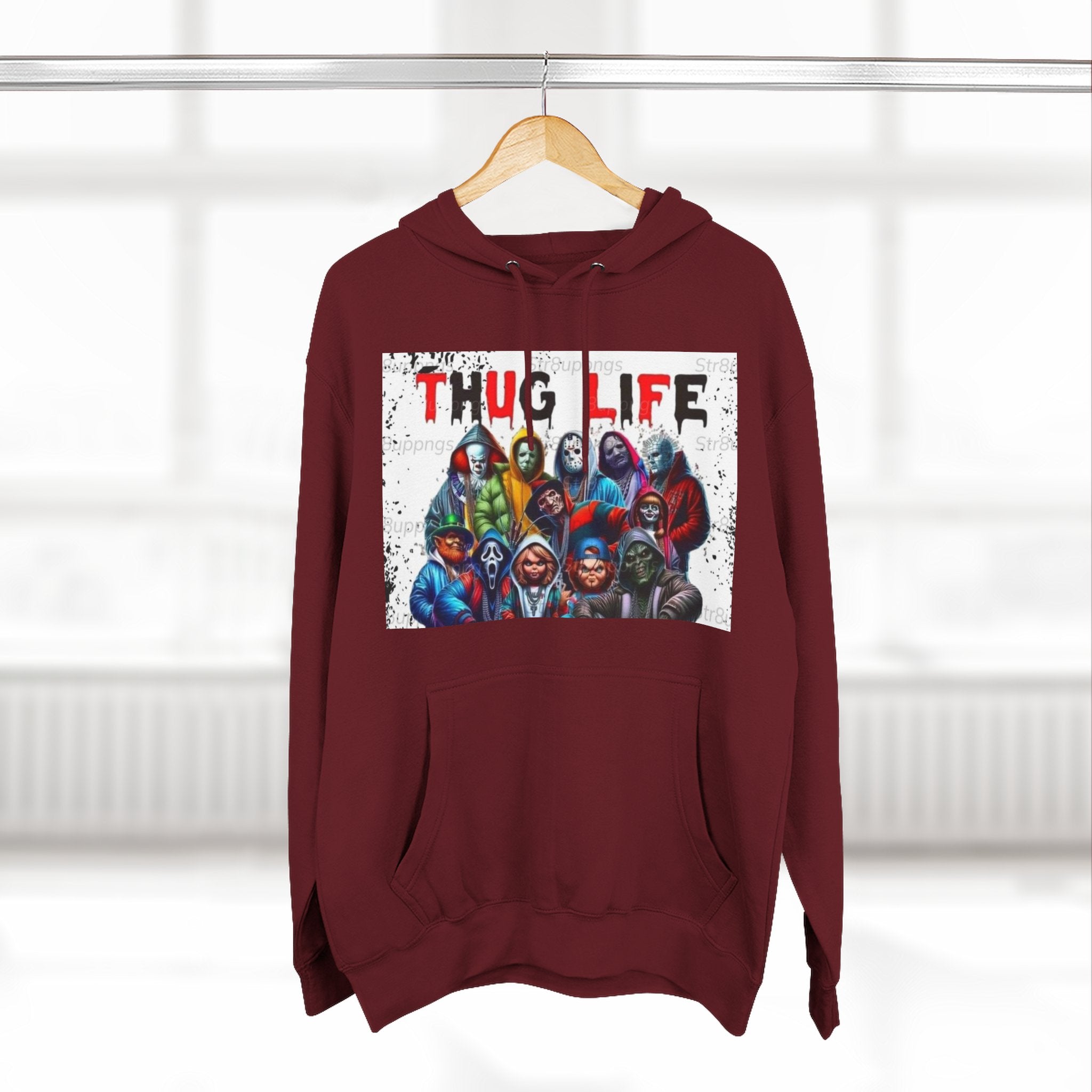 Thug Life Three-Panel Fleece Hoodie - Cool Graphic Sweatshirt for Casual Wear, Perfect for Gifts, Street Style, and Relaxed Vibes