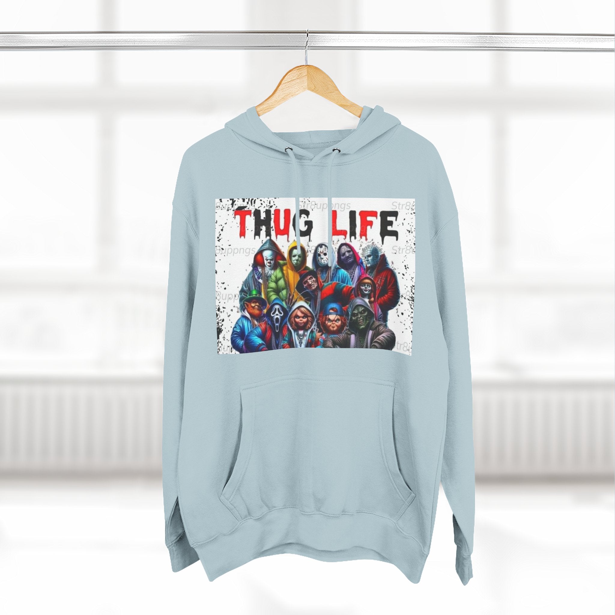 Thug Life Three-Panel Fleece Hoodie - Cool Graphic Sweatshirt for Casual Wear, Perfect for Gifts, Street Style, and Relaxed Vibes