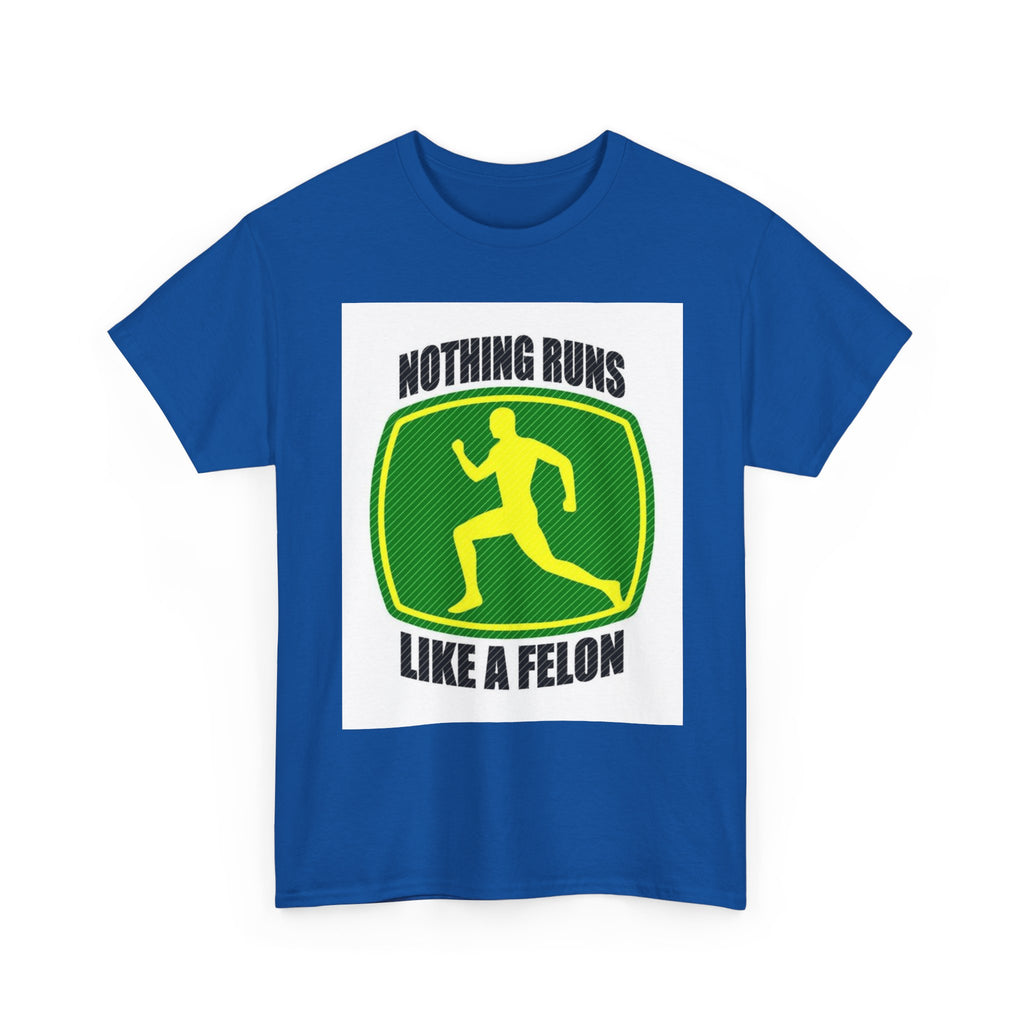 Funny Unisex Heavy Cotton Tee - Nothing Runs Like a Felon, Gift for Runners, Humor Shirt for Exercise Lovers, Perfect for Birthdays, [...]