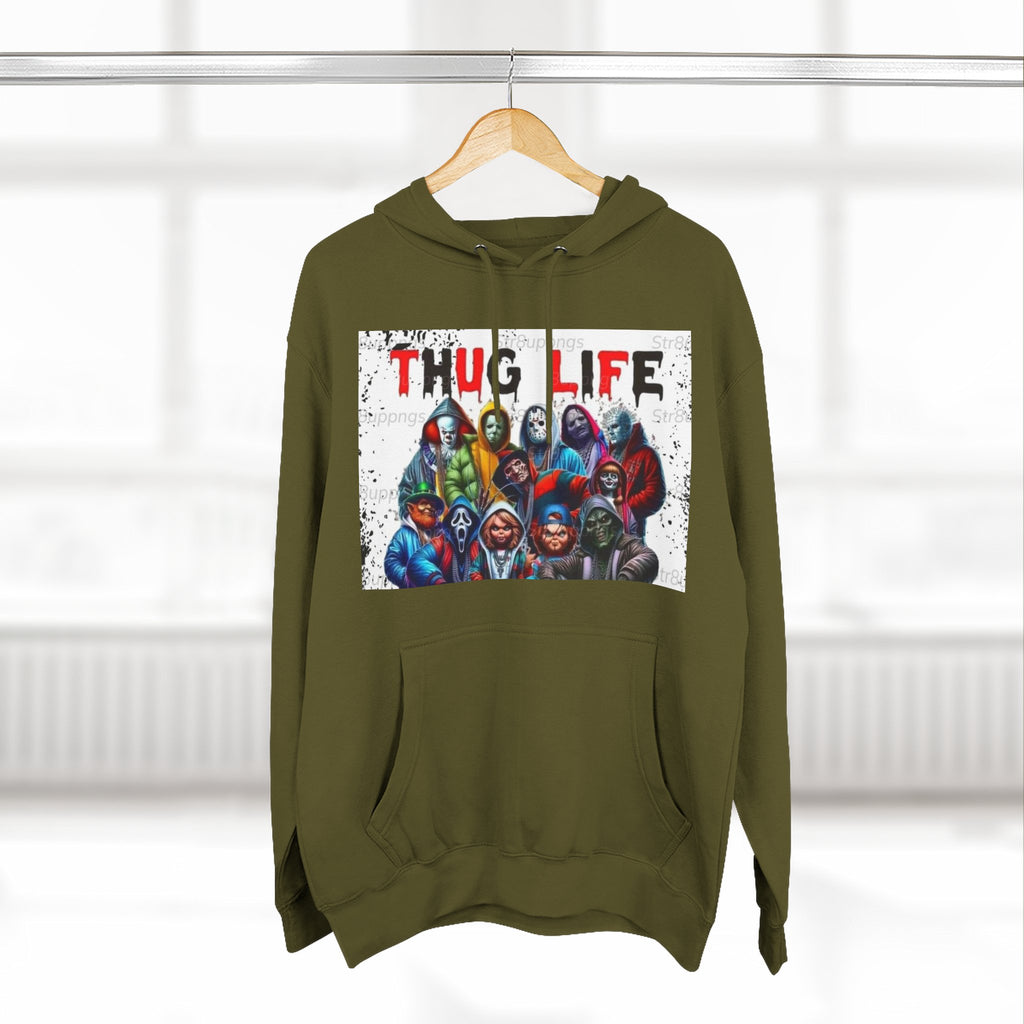 Thug Life Three-Panel Fleece Hoodie - Cool Graphic Sweatshirt for Casual Wear, Perfect for Gifts, Street Style, and Relaxed Vibes