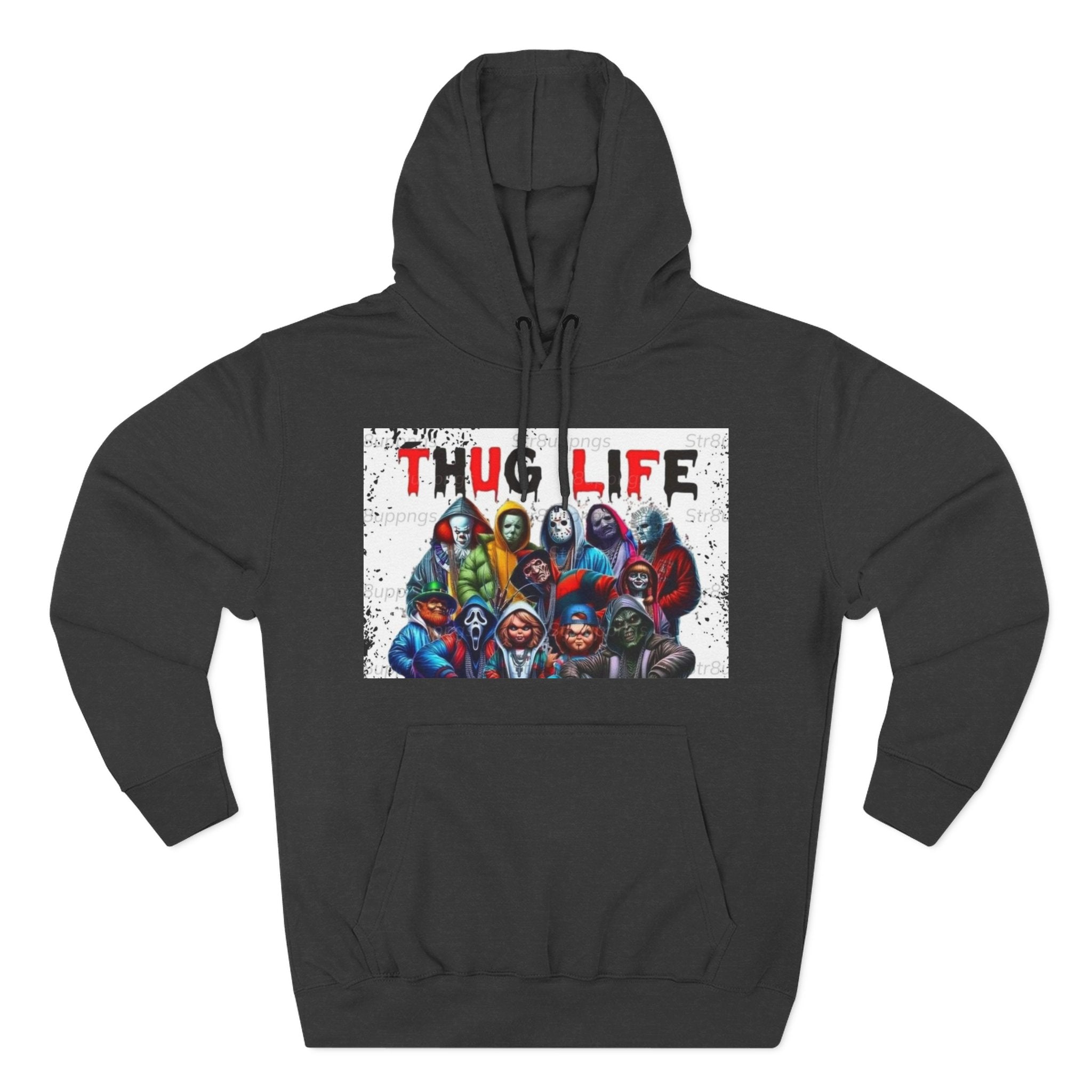 Thug Life Three-Panel Fleece Hoodie - Cool Graphic Sweatshirt for Casual Wear, Perfect for Gifts, Street Style, and Relaxed Vibes