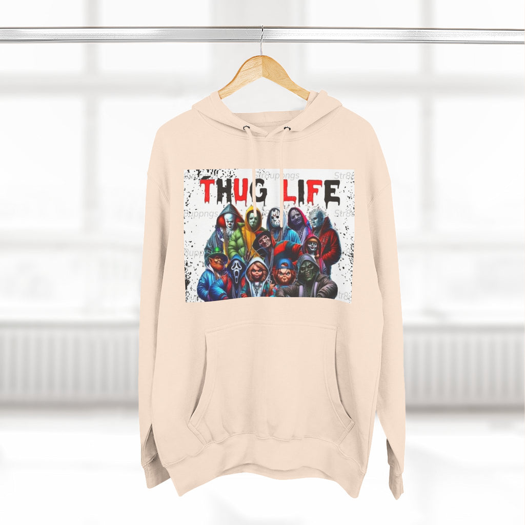 Thug Life Three-Panel Fleece Hoodie - Cool Graphic Sweatshirt for Casual Wear, Perfect for Gifts, Street Style, and Relaxed Vibes