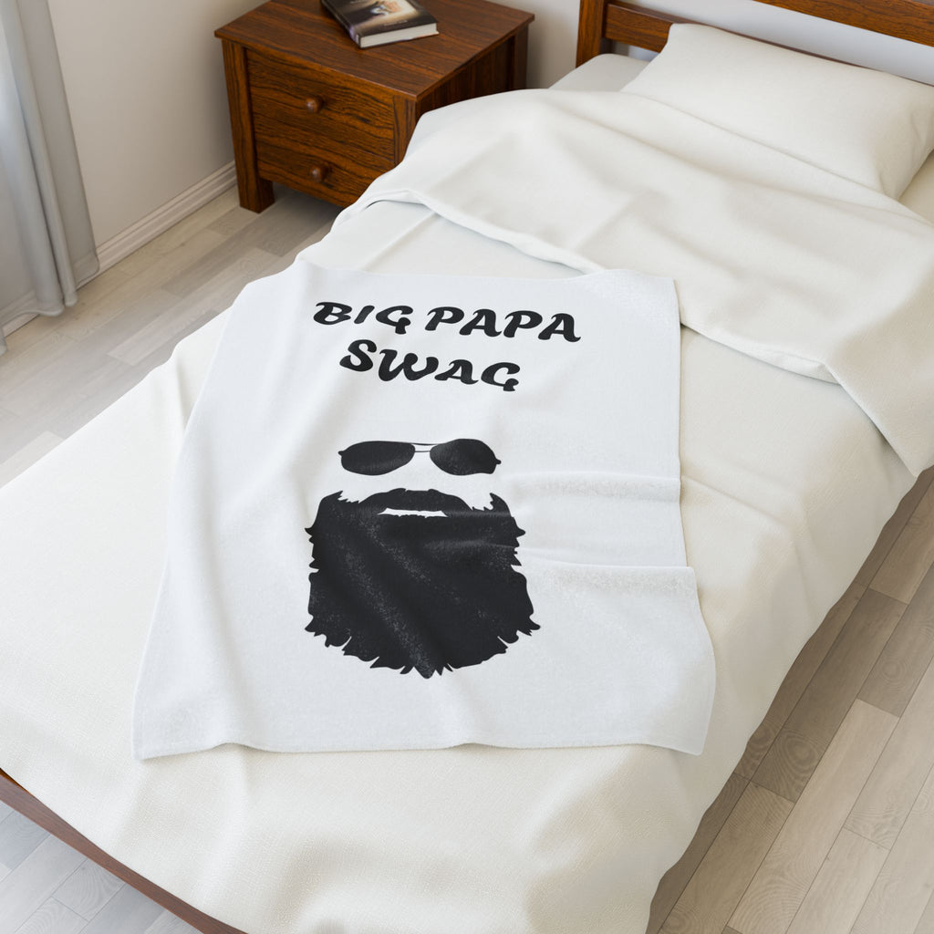 Big Papa Swag Velveteen Plush Blanket | Cozy Gift for Dads, Unique Home Decor, Father's Day, Birthday, Warm Throw