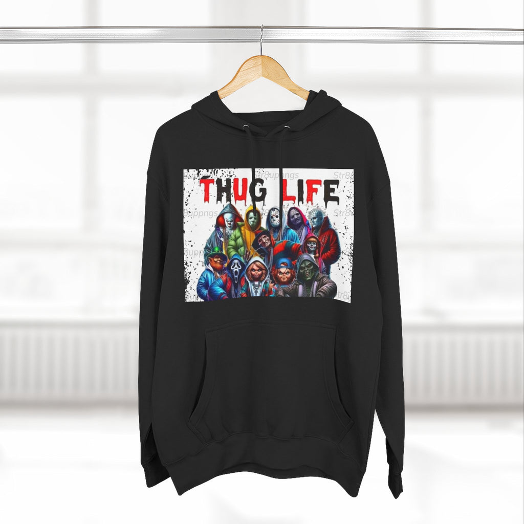 Thug Life Three-Panel Fleece Hoodie - Cool Graphic Sweatshirt for Casual Wear, Perfect for Gifts, Street Style, and Relaxed Vibes