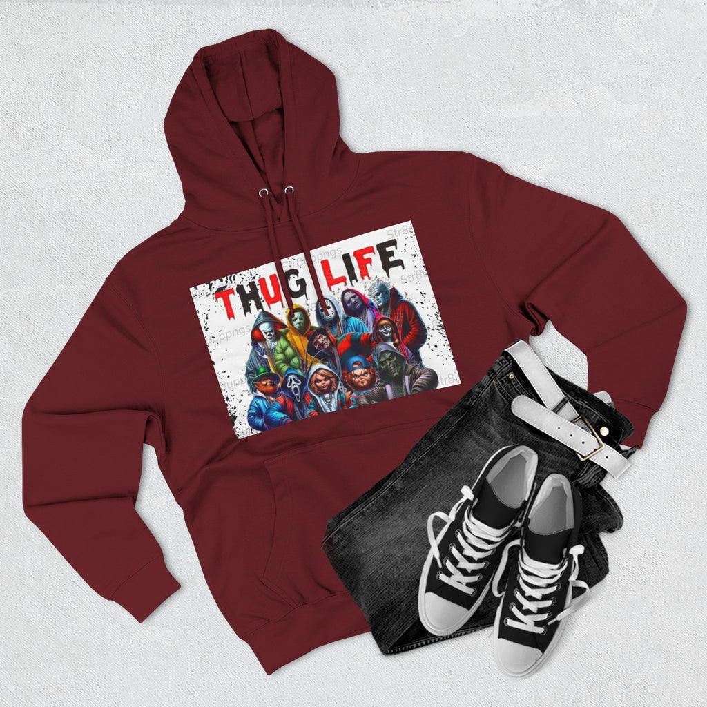 Thug Life Three-Panel Fleece Hoodie - Cool Graphic Sweatshirt for Casual Wear, Perfect for Gifts, Street Style, and Relaxed Vibes