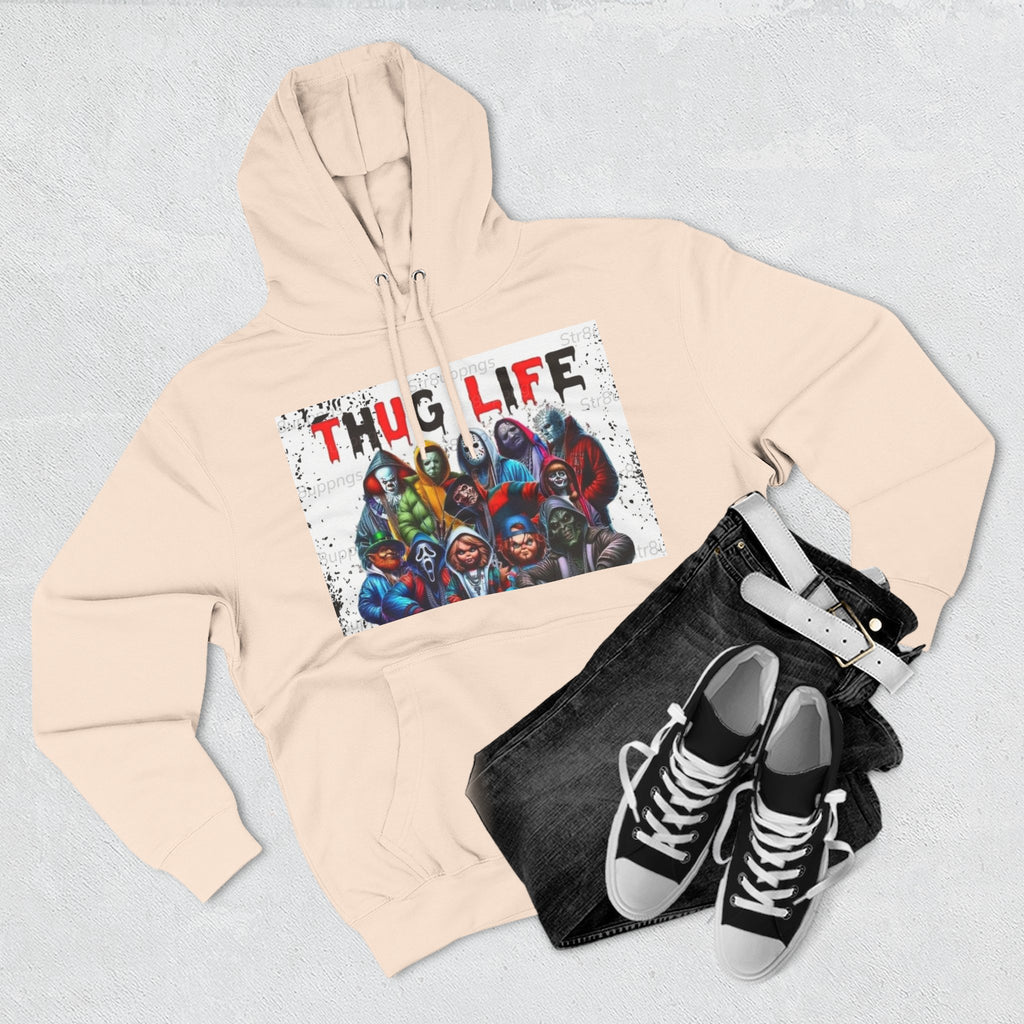 Thug Life Three-Panel Fleece Hoodie - Cool Graphic Sweatshirt for Casual Wear, Perfect for Gifts, Street Style, and Relaxed Vibes