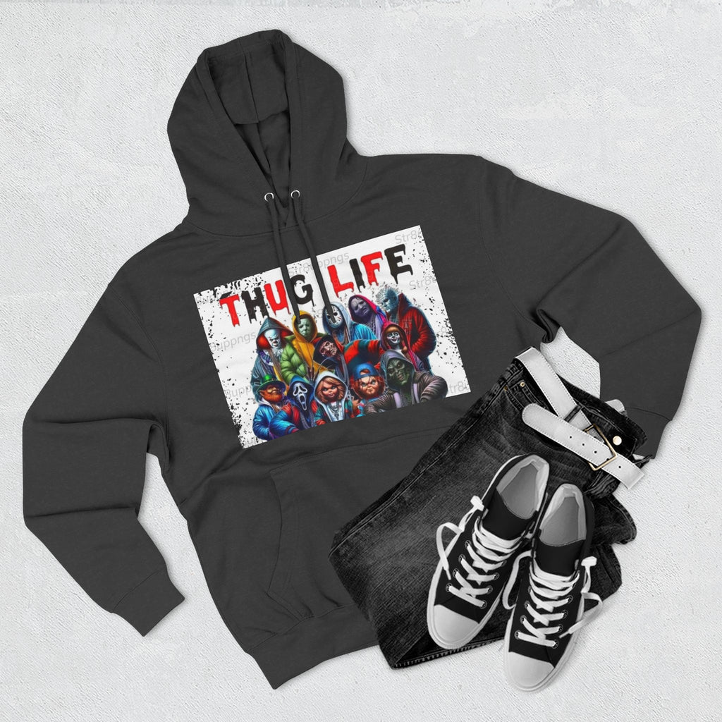 Thug Life Three-Panel Fleece Hoodie - Cool Graphic Sweatshirt for Casual Wear, Perfect for Gifts, Street Style, and Relaxed Vibes