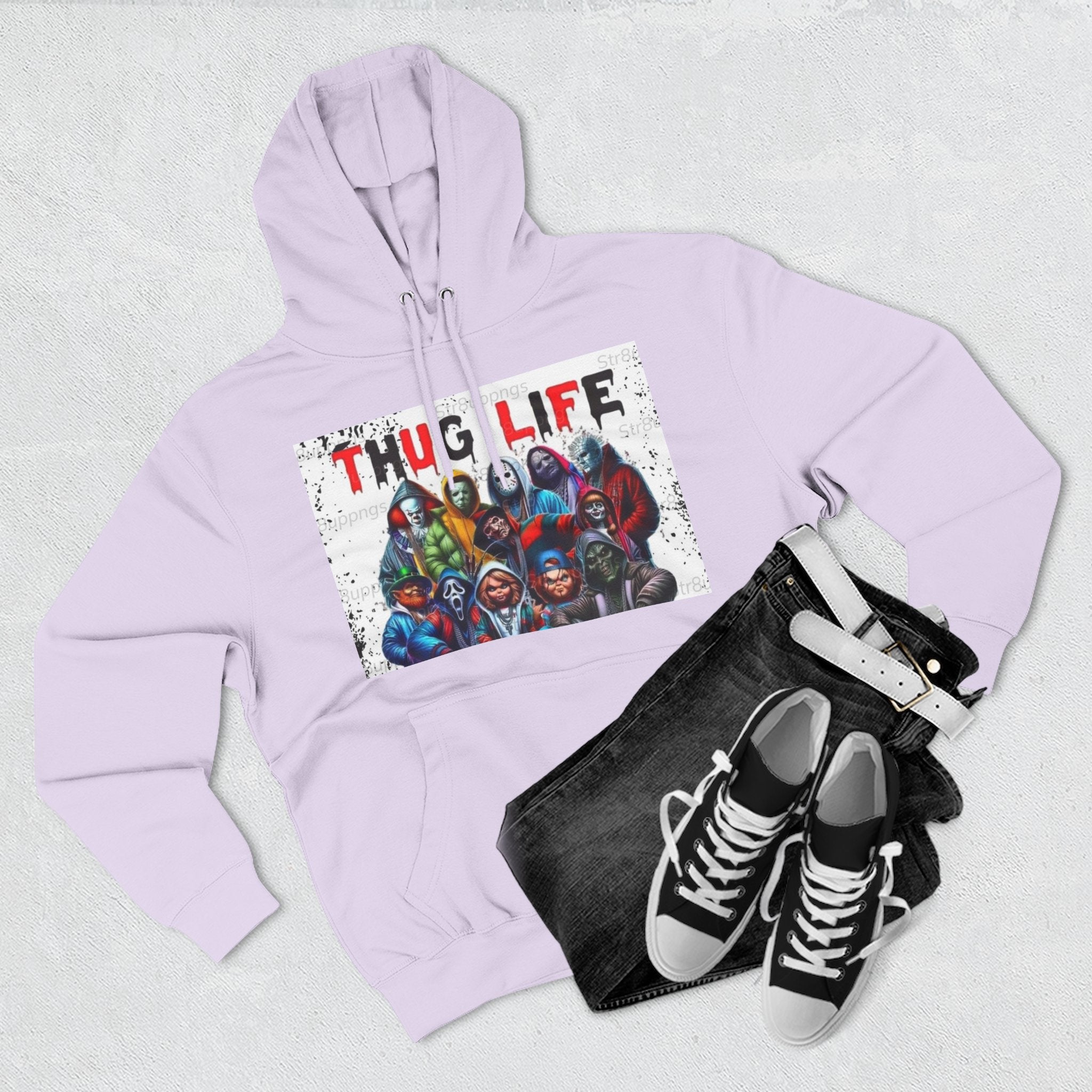 Thug Life Three-Panel Fleece Hoodie - Cool Graphic Sweatshirt for Casual Wear, Perfect for Gifts, Street Style, and Relaxed Vibes