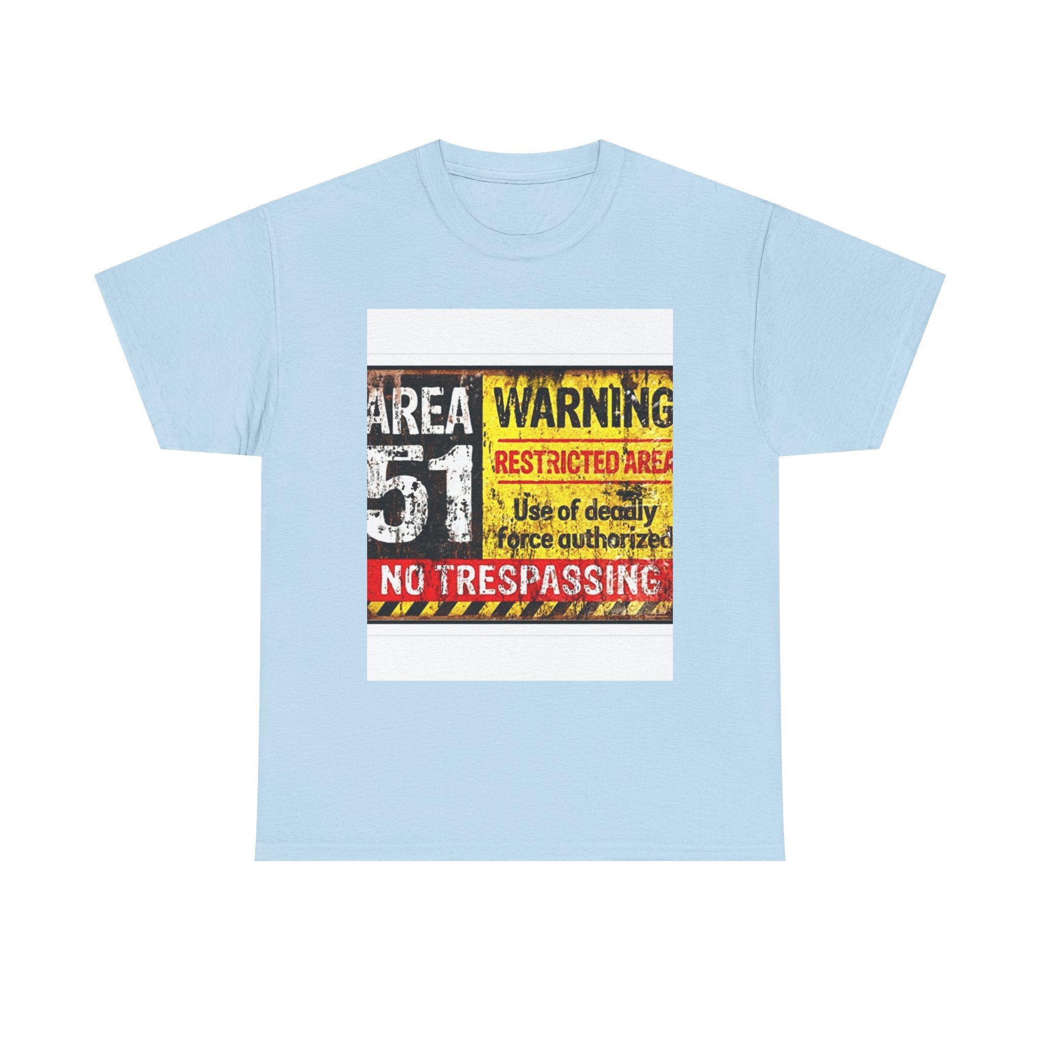 Area 51 Warning Unisex Heavy Cotton Tee | Alien Lover Gift, Sci-Fi Apparel, Outdoor Adventures, Conspiracy Theory Fans, Unique Casual Wear