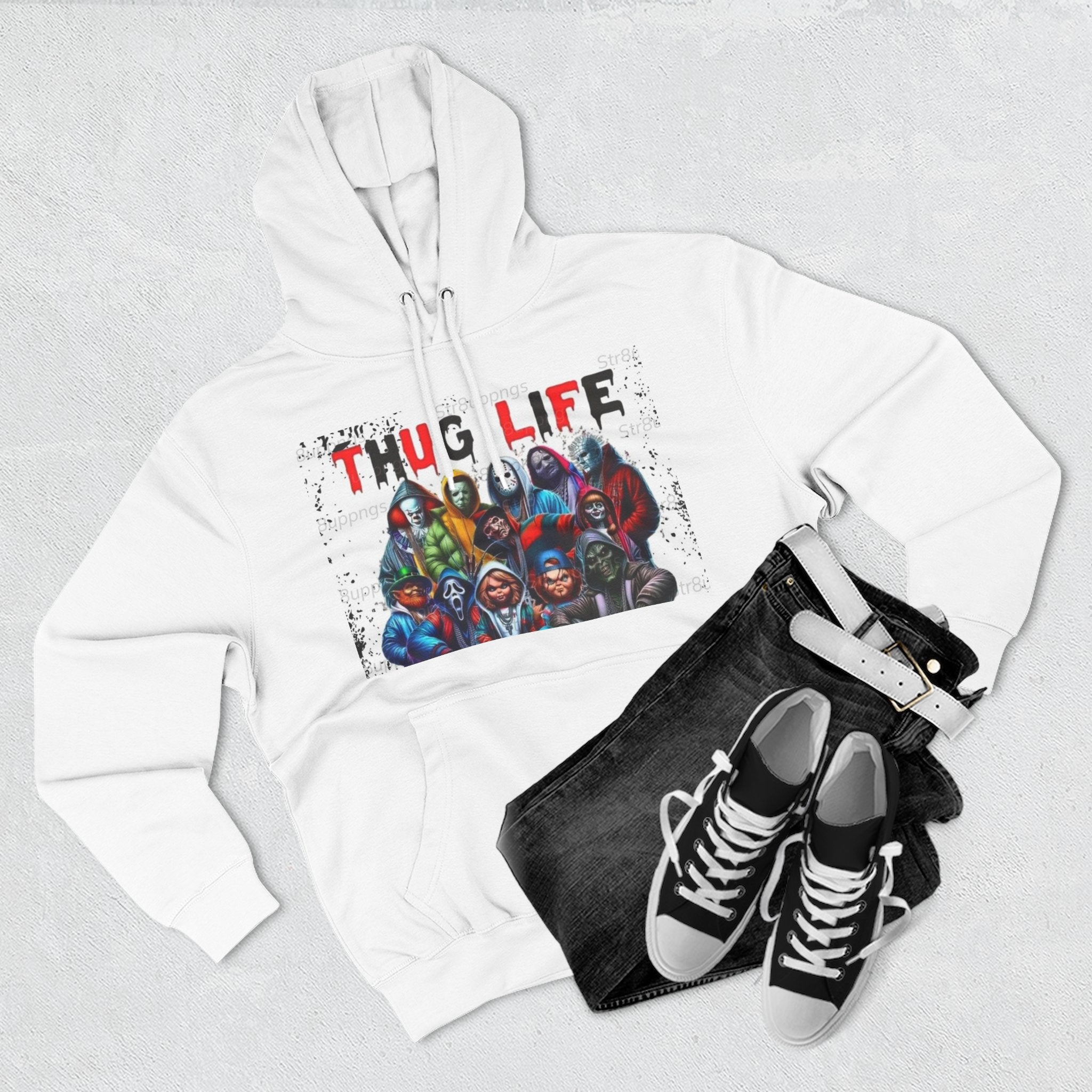 Thug Life Three-Panel Fleece Hoodie - Cool Graphic Sweatshirt for Casual Wear, Perfect for Gifts, Street Style, and Relaxed Vibes